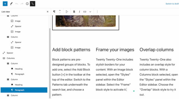WordPress 5.8: The new list view in your post editor