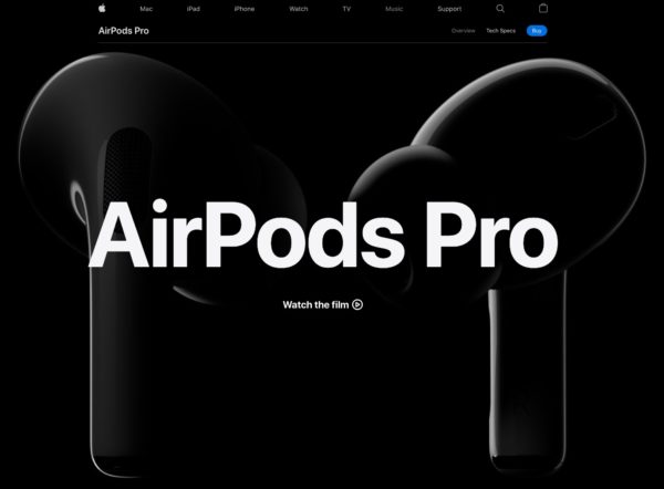 Apple's landing page for Airpods Pro, to illustrate the importance of great landing pages for ecommerce usability
