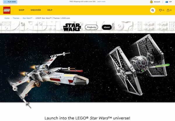 LEGO Star Wars theme page, to illustrate the importance of category pages optimization for ecommerce usability