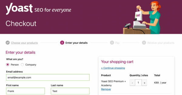example of a checkout page, to illustrate the importance of optimizing this page for ecommerce usability